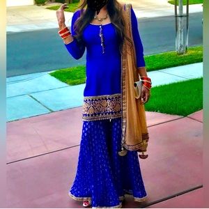 Poonam’s Kaurture cobalt blue shararah